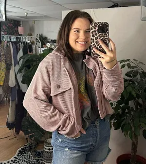 Altar'd State Textured Knit Button Front Jacket Pink Size Medium thumbnail 6