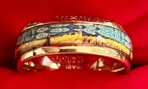 Artisan Van Gogh Starry Night Painting Gold Tone Ring Band Size 10 thumbnail 1