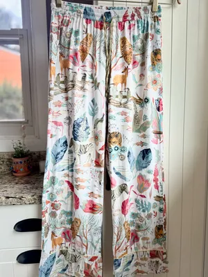 Anthropologie Michelle Morin Animalia Safari Wide Leg Sleep Pants Multicolor XS thumbnail 2