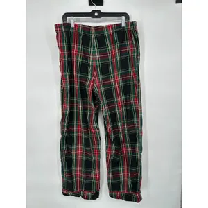 J. Crew Womens Lounge Pants PJ Pajama Large 100% Cotton Tartan Plaid Black Red‎ thumbnail 4