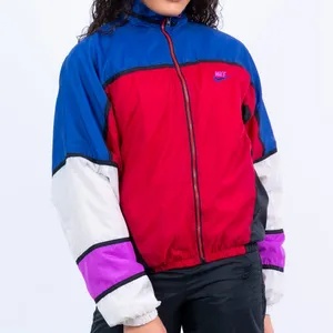 Nike‎ Vintage 90s Style Colorblock Windbreaker Jacket Red Blue Purple Womens L thumbnail 11