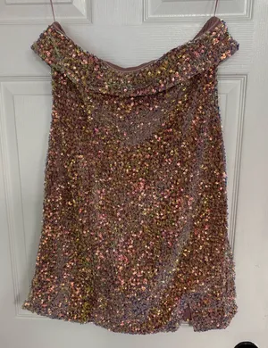 White Birch Pink‎ Sequin Strapless Dress Size XL thumbnail 1