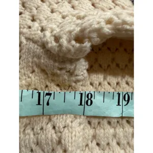 Sézane La Maille Wool Pom Pom Pointelle Cable Knit Sweater Cream XS Mock Neck‎ thumbnail 7