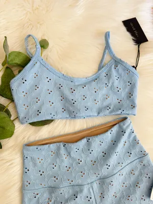 STRUT THIS Eyelet Matching Sport Bra & Shorts Set, Size M thumbnail 6