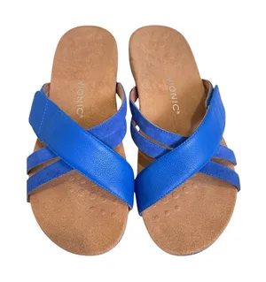 Vionic Blue Leather Strappy Sandals Womens 12 Comfort Summer Beachy Casual Shoes thumbnail 1
