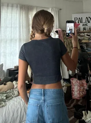 Grey V Neck T Shirt Gray thumbnail 2