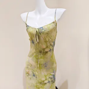 Watercolor Floral Print Spaghetti Strap Maxi Dress thumbnail 3