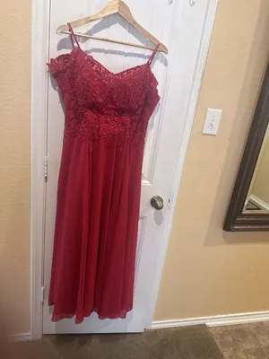 Let's Red Lace Applique Corset Prom Evening Gown SIZE XL thumbnail 8