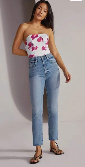 Favorite Daughter Valentina Super High Rise Cigarette Ankle Jeans in Santiago thumbnail 1
