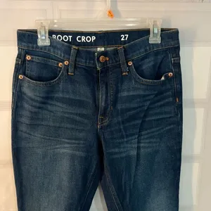 J. Crew Blue Whiskered Cutoff Hem 9 Inch Billie Demi Boot Crop Jeans Size 27 thumbnail 4