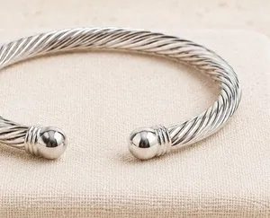 Silver Cable Twist Cuff Bracelet Open Bangle Polished NWT thumbnail 1