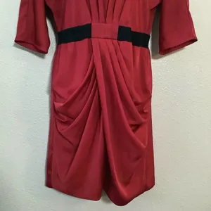 Red Christmas Party Holiday Mrs. Claus Santa Dress M/L‎ Preppy Old Money Retro thumbnail 3