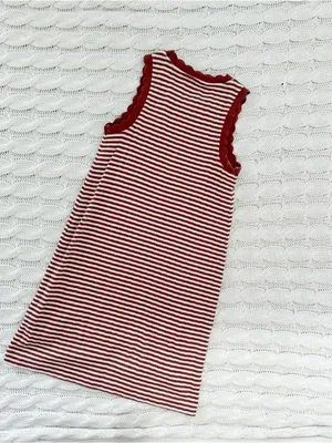 LOFT Striped Sleeveless Knit Shift in Rust and Cream thumbnail 3