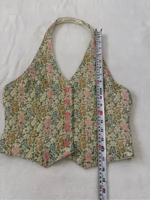 Fairycore Floral Brocade Halter Vest Whimsy Goth Cottagecore Boho Top thumbnail 7