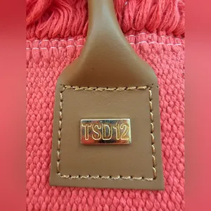 NWT TSD12 Coral Woven Boho Tote with Leather Trim & Crossbody Strap thumbnail 8