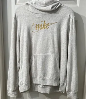 Nike Gold Script Logo Hoodie – Size XL – Oatmeal Heather thumbnail 1