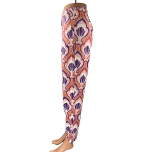 Zara Pink Multicolor Printed High Waist Straight Leg Slim Fit Trousers Pants 6 thumbnail 2