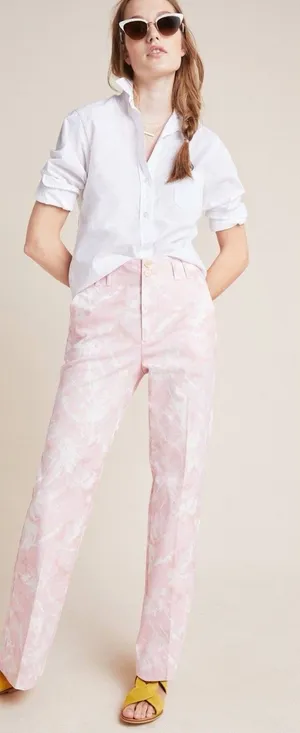 Anthropologie Maeve Pink Tie Dye Straight Leg Pants Women's Trouser 6 Small thumbnail 1