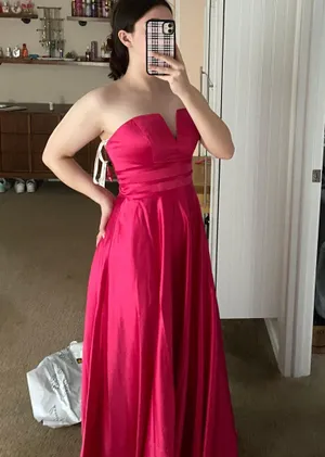 Hot Pink David’s Bridal Prom Dress thumbnail 4