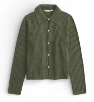 Abercrombie & Fitch Pearl Button Collared Cardigan in green XL NWT thumbnail 1
