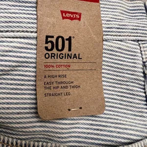 Levi's 501 Original Fit Women Size 31X30 Striped Denim Button Fly Straight Leg thumbnail 12