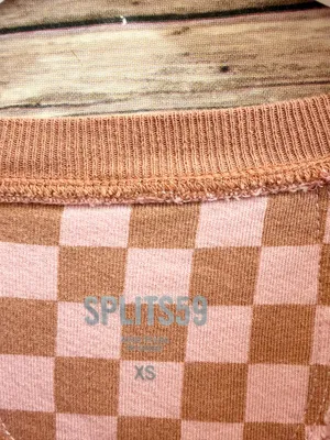 SPLITS59 Sweatshirt Women’s Size XS Tilda French Terry Checkerboard Print NWT thumbnail 4