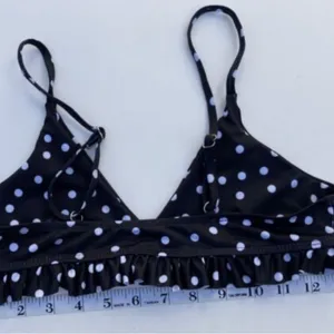 Black and White Polka Dot‎ Bikini Top with ruffle trim size small thumbnail 2