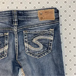 Silver Jeans Aiko Thick Stitch Dark Blue Bootcut Western Jeans Low Rise Y2K thumbnail 3