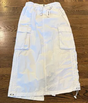 Garage NWT poplin Drawstring Cargo Parachute Skirt, white , xS thumbnail 1