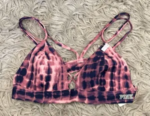 NWT Victoria’s Secret Pink Bonded Strappy Bralette Bra Tie Dye Size Large thumbnail 1