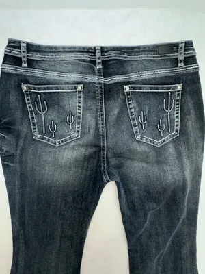 Flamingo Contrast Stitching Cactus Accent Jeans Dark Wash Size 12 thumbnail 5
