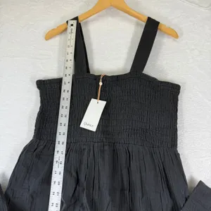 Quince Organic Cotton Gauze‎ Smocked Wide Leg Jumpsuit Square Neck Sleeveless XL thumbnail 5