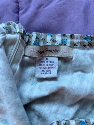 Y2K Cotton Boho Free People Floral Striped Ruffle Frayed Hem Midi Skirt thumbnail 7
