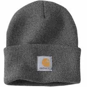 Carhartt Men's Knit Cuffed Beanie A18 - Charcoal Coal Winter Hat thumbnail 1