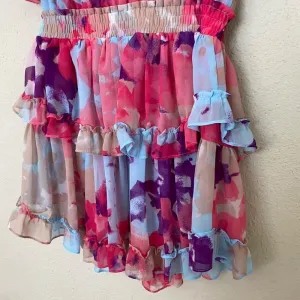 MISA Los Angeles Isella‎ Ruffled Floral Mini Dress pink blue size M thumbnail 8