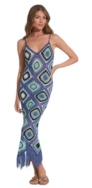 Elan Aleki Crochet Maxi Cover Up Dress Medium thumbnail 1