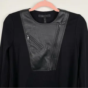 NWT BCBGMAXAZRIA Faux Leather Bib Mini Dress Black XXS thumbnail 6