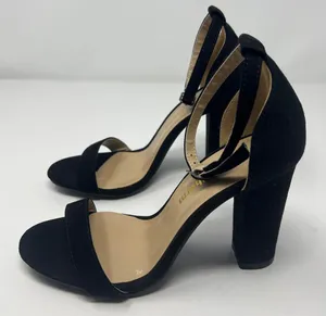 Heels Charm Faux Suede Black Heel Sandals Size 6.5 thumbnail 6