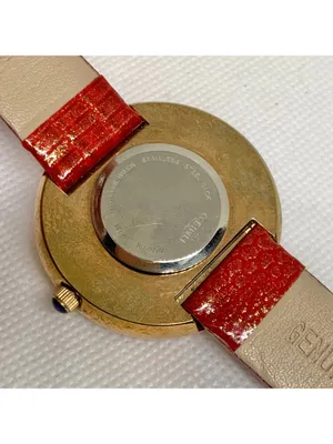 Timeco women’s watch floral dial rose gold tone 40mm red leather band running thumbnail 8