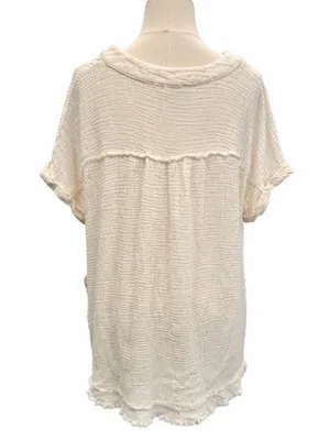 Entro Ivory Gauze Pocket Tunic Top Pockets – Size Medium thumbnail 3