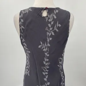 Vintage Y2k Maxi Slip Dress Sleeveless Keyhole Back Floral Vine Pattern Gray M thumbnail 6
