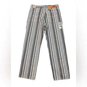 Levi’s Navy White Striped Jeans Straight Leg 30 NWT Coastal Summer thumbnail 3