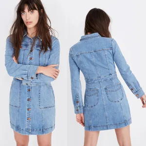 Madewell | Cotton Denim Structured Mini Shirt Dress in Medium Wash Blue‎ Size 8 thumbnail 2