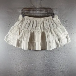 John Galt 1606 | NWT PacSun Tiered Ruffle Cotton Mini Skirt White Womens XS/S OS‎ thumbnail 2
