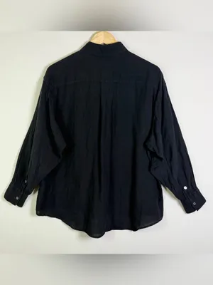 Katharine Hamnett Nicola Women XS Black Linen Oversized Shirt Italy Quiet Luxury thumbnail 4