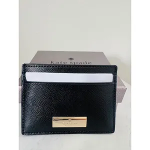 Kate‎ Spade Kenzie Card Case, Slim Chic, Designer, Black Leather, NWT thumbnail 7