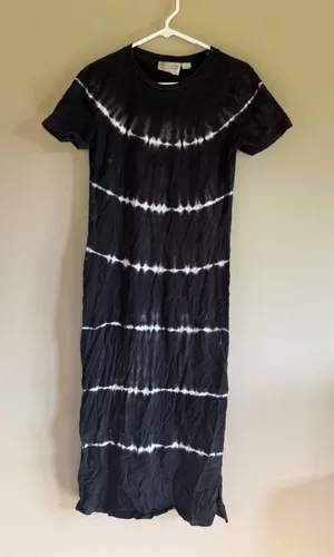 Anthropologie Saturday‎ Sunday Black Tie Dye Maxi Dress Short Sleeve T-Shirt Sm thumbnail 1
