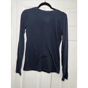 Abercrombie & Fitch Womens XL Navy Blue Long Sleeve Graphic Tee Moose Logo NY thumbnail 4