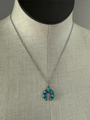 Plunder Silver tone Necklace with Turquoise Cluster Pendant New thumbnail 7