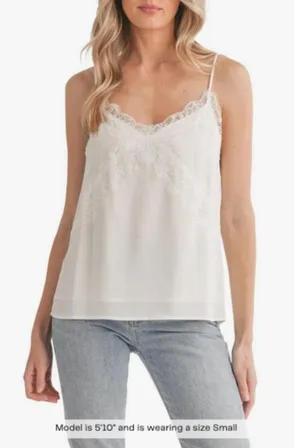 Lush Clothing 💕LUSH💕 Lace Trim V-Neck Camisole ~ White Ivory L NWT thumbnail 4